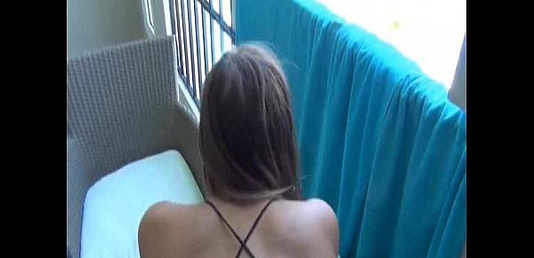  German girl has anal sex on balcony with cum load
